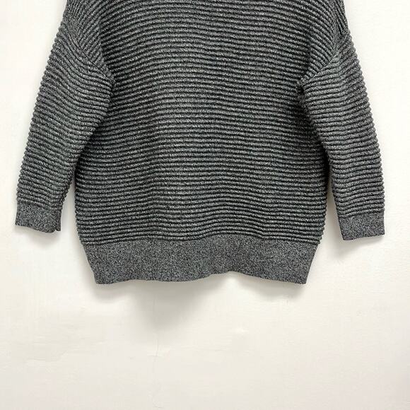 FRNCH Ribbed Textured Boxy Crewneck Pullover 3/4 Sleeve Cotton Sweater S/M - Picture 8 of 13